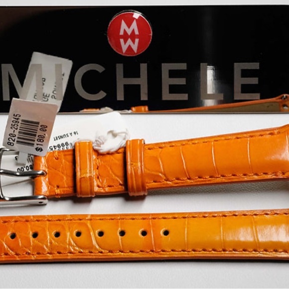 Michele orange alligator watch strap band - Picture 4 of 4